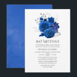 Invitation Royal Blue et Silver Floral Bat mitzvah<br><div class="desc">bat mitzvah vintage aquarelle fleurie invitations avec le bleu royal et argent tendance conçu pour être rapidement et facilement customisé à vos détails de l'événement.</div>