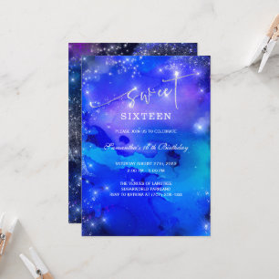 Invitation Royal Blue et Sweet sixteen argent