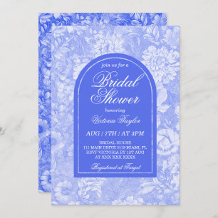 Invitation Royal Blue Floral Fête des mariées victorienne