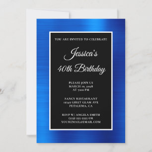 Invitation Royal Blue Foil noir et blanc 40e anniversaire