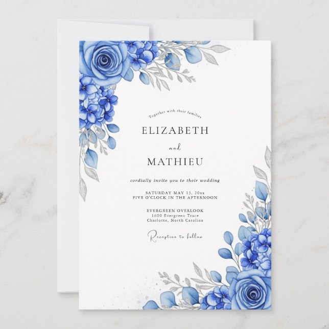 Invitation Royal Blue Glistening Winter Wedding (Devant)