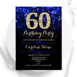 Invitation Royal Blue Gold 60e anniversaire<br><div class="desc">60e anniversaire invitation de fête. Elégant design bleu royal avec faux or parties scintillant. Dispose de diamants élégants, lumières de livres et police de script. Hommes ou femmes anniversaire invitation. Idéal pour une fête d'anniversaire pour adultes. Personnalisez avec vos propres détails. Message-moi si vous avez besoin d'une personnalisation plus poussée....</div>