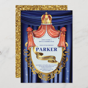 Invitation Royal Blue Gold Prince Anniversaire