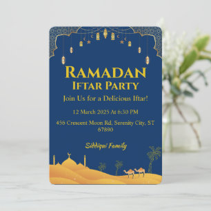 Invitation Royal Blue Gold Ramadan Iftar Party