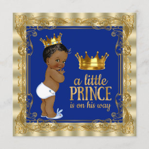 Invitation Royal Blue Gold Royal Prince Baby shower