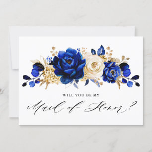 Invitation Royal Blue Gold sera-tu ma servante d'honneur ?