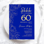 Invitation Royal Blue Gold Surprise 60e anniversaire<br><div class="desc">Royal Blue Gold Surprise 60e anniversaire Invitation. Le minimaliste design féminin moderne présente des accents botaniques et des caractères typographiques. Carte invitation florale simple parfaite pour une célébration anniversaire surprise femme élégante.</div>