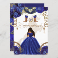 Royal Blue Gold Western Charro Quinceanera 2 faces