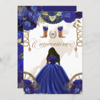 Royal Blue Gold Western Charro Quinceanera 2 faces