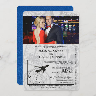 Invitation Royal Blue Las Vegas Passport Mariage