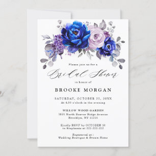 Invitation Royal Blue Lilac Purple Floral Fête des mariées