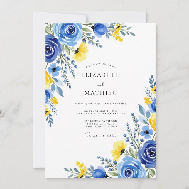 Invitation Royal Blue Luminous Summer Wedding (Devant)