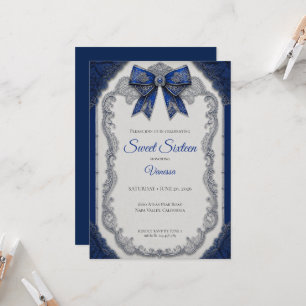Invitation Royal Blue Luxe Argent Sweet 16