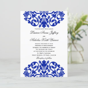Invitation Royal Blue Mariage damassé