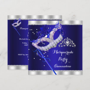 Invitation Royal Blue Masquerade Quinceanera Party