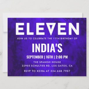 Invitation Royal Blue Neon 11e anniversaire