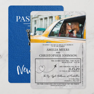 Invitation Royal Blue New York City Passport Mariage