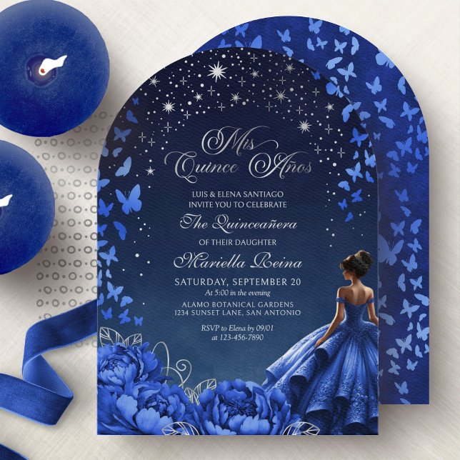 Invitation Royal Blue Nuit étoilée Quinceanera (Créateur téléchargé)