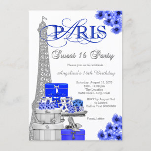 Invitation Royal Blue Paris Sweet 16 Party