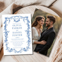 Royal Blue Photo Floral Victorian Mariage français