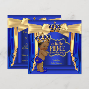 Invitation Royal Blue Prince Baby shower Gold Crown