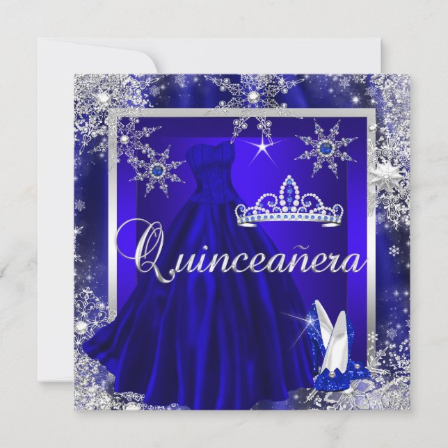Invitation Royal Blue Quinceanera 15e Elite Elégant Anniversa (Devant)
