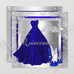 Invitation Royal Blue Quinceanera 15e Elite Elégant Anniversa