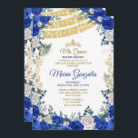 Invitation Royal Blue Quinceanera Mexicaine fille 15e anniver<br><div class="desc">Quinceanera Bleue Royale et Rose Mexicaine Invitation 15e AnniversaireMis Quince Anos,  15e Anniversaire, </div>