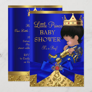 Invitation Royal Blue Red Gold Prince Boy Baby shower ethniqu