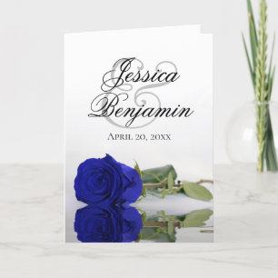 Invitation Royal Blue Rose Élégant Mariage photo romantique