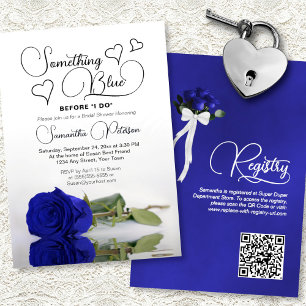 Invitation Royal Blue Rose Quelque chose de bleu Fête des mar