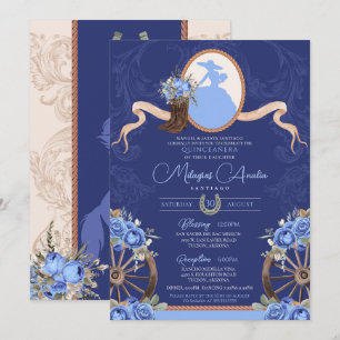 Invitation Royal Blue Russe Baroque Charro Quinceanera