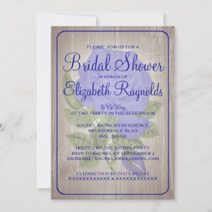 Invitation Royal Blue Rustic Floral Douche nuptiale Invitatio