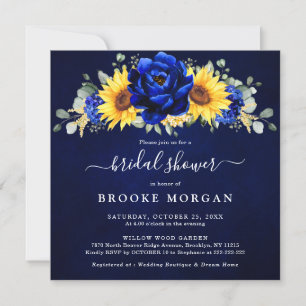 Invitation Royal Blue Rustic Tournesol Fête des mariées moder