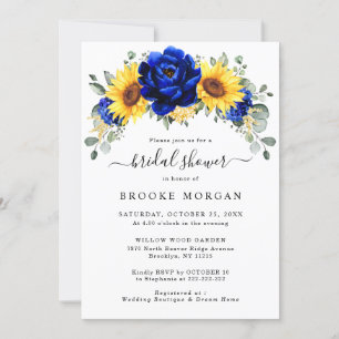Invitation Royal Blue Rustic Tournesol Fête des mariées moder