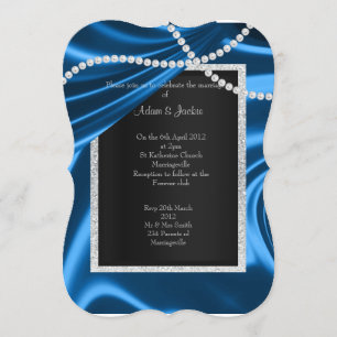INVITATION ROYAL BLUE SATIN, DIAMOND ÉLÉGANT MARIAGE CLASSÉ