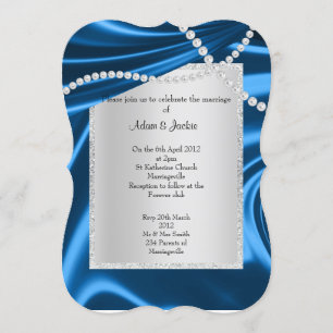INVITATION ROYAL BLUE SATIN, DIAMOND ÉLÉGANT MARIAGE CLASSÉ