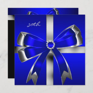 Invitation Royal Blue Silver Bow 30e fête d'anniversaire des 