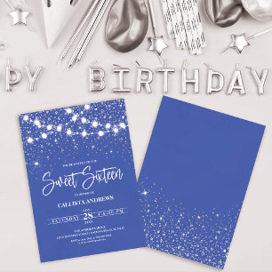 Invitation Royal Blue Silver Parties scintillant étincelles l
