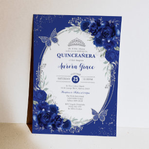 Invitation Royal Blue Silver Quinceañera Mis Quince 15 Anos