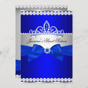 Invitation Royal Blue & Silver Sweet 16 fête d'anniversaire