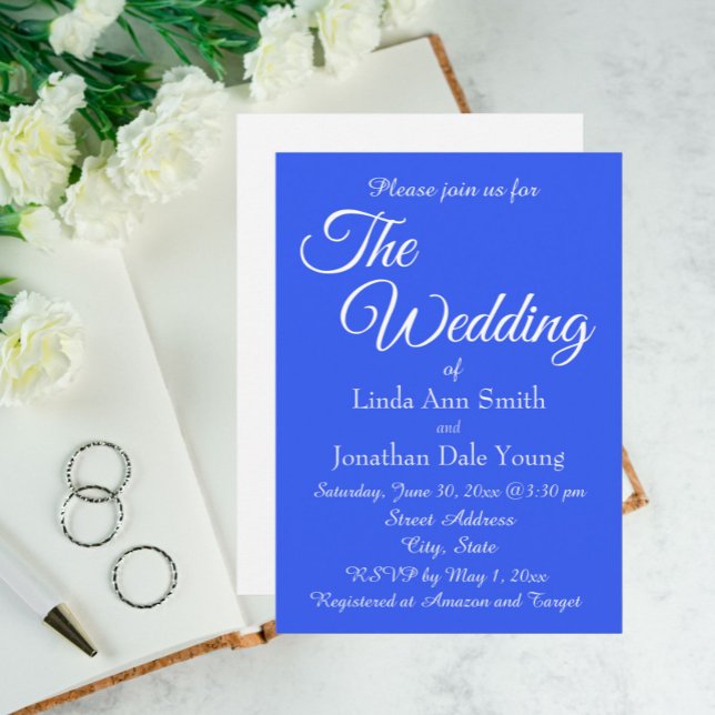 Invitation Royal Blue Simple Style Mariage (In Situ Wedding)