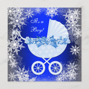 Invitation Royal Blue Snowflake Winter Wonderland Baby shower