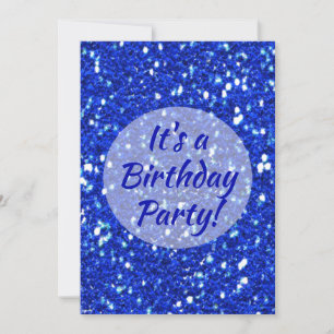 Invitation Royal Blue Sparkly Faux Parties scintillant fête d