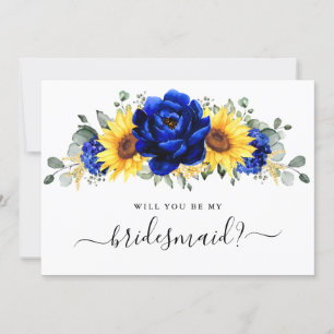 Invitation Royal Blue Sunflower Seras-tu ma servante