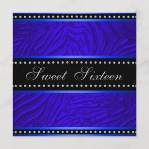 Invitation Royal Blue Sweet 16 fête d'anniversaire