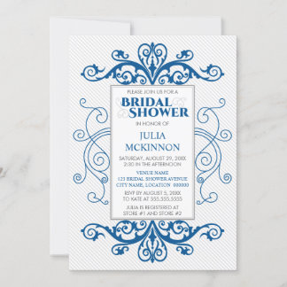 Invitation Royal Blue Vintage Éclats de nuptiale de la douche