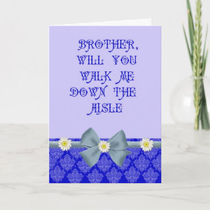 Invitation Royal Blue Walk me Down the Aisle request