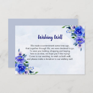 Invitation Royal Blue Watercolor Floral Mariage Guide cadeau