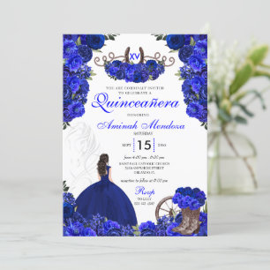 Invitation Royal Blue Western Princesse Charro Quinceanera
